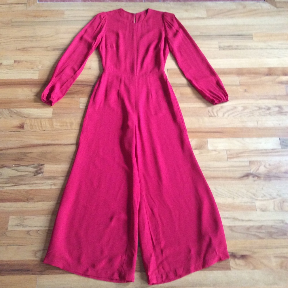 REFORMATION Franny Jumpsuit Long Sleeve Red
